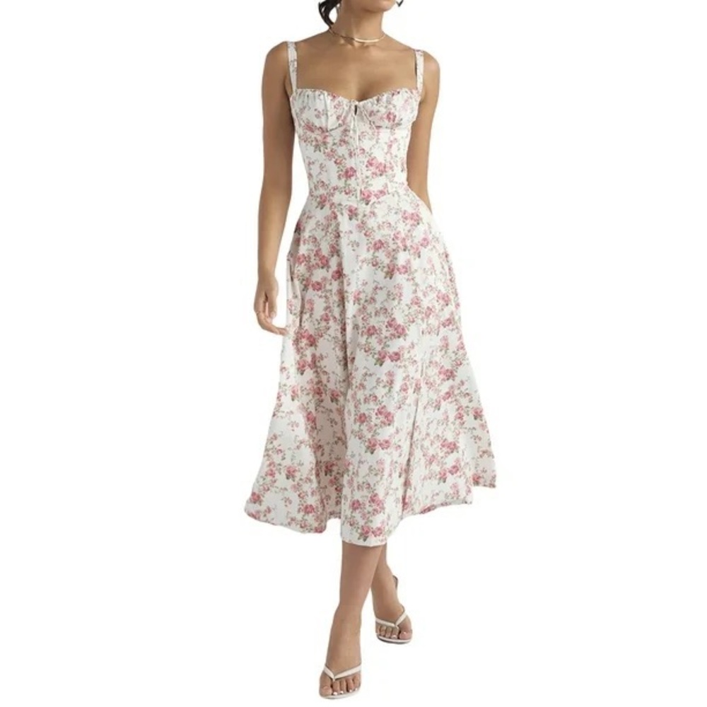 Floral Print Corset Midi Sundress